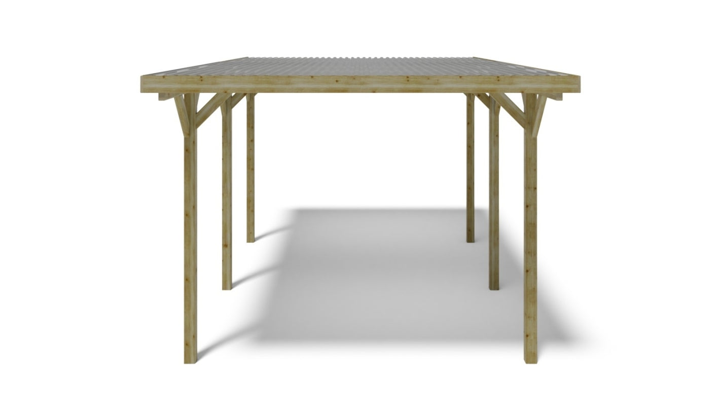 Tettoia posto auto coperto in legno 3.04x5.12 m - 15.57 m2 - copertura PVC   - CAR16PVCTR - ALTANKA