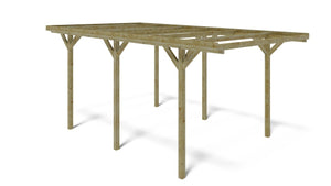 Tettoia posto auto coperto in legno 3.04x5.12 m - 15.57 m2 - CAR16 - ALTANKA