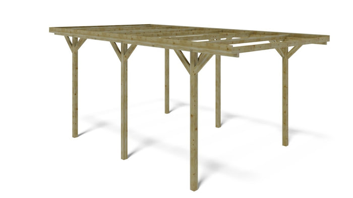 Tettoia posto auto coperto in legno 3.04x5.12 m - 15.57 m2 - CAR16 - ALTANKA