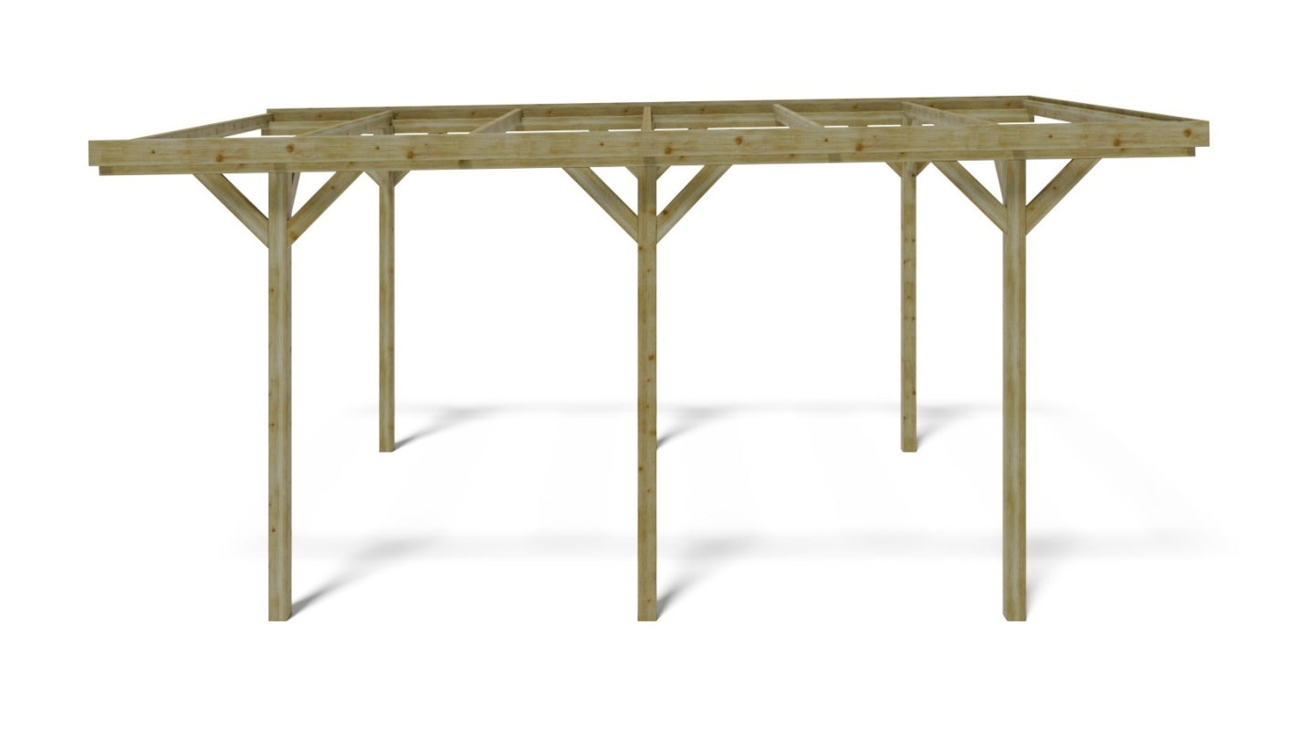 Tettoia posto auto coperto in legno 3.04x5.12 m - 15.57 m2 - CAR16 - ALTANKA