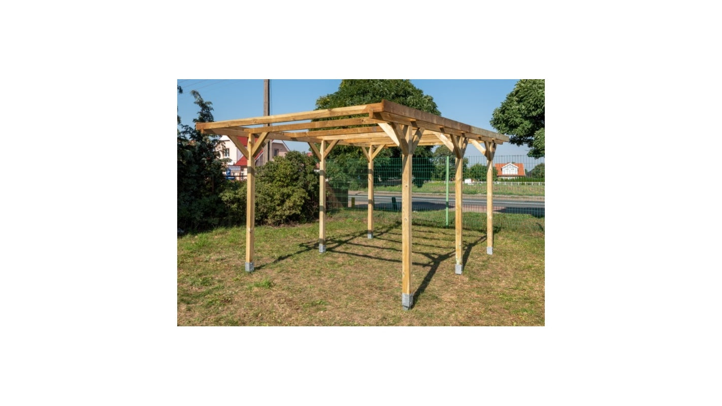 Tettoia posto auto coperto in legno 3.04x5.12 m - 15.57 m2 - CAR16 - ALTANKA