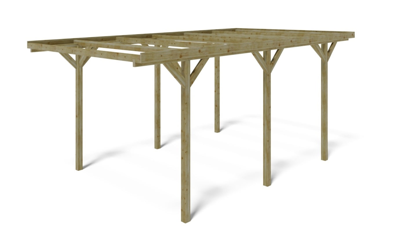 Tettoia posto auto coperto in legno 3.04x5.12 m - 15.57 m2 - CAR16 - ALTANKA