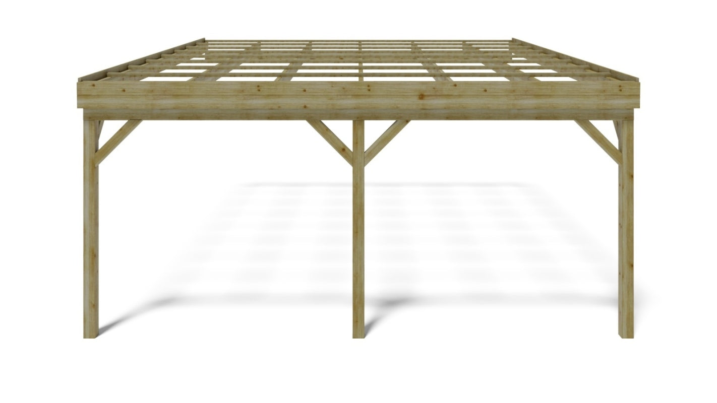 Tettoia posto auto coperto in legno 5.80x5.06 m - 29.00 m2 - addossato  - CAR23 - ALTANKA