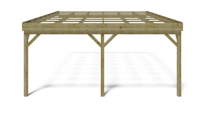Tettoia posto auto coperto in legno 5.80x5.06 m - 29.00 m2 - addossato  - CAR23 - ALTANKA