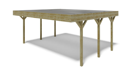 Tettoia posto auto coperto in legno 6.06x5.03 m - 30.00 m2 - copertura PVC   - CAR5PVCTR - ALTANKA