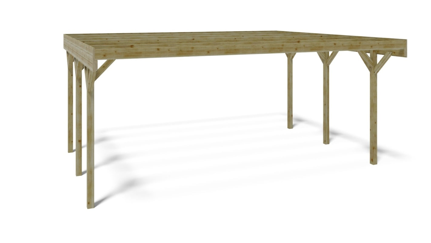 Tettoia posto auto coperto in legno 6.06x5.03 m - 30.48 m2 - CAR5 - ALTANKA