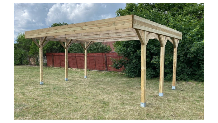 Tettoia posto auto coperto in legno 6.06x5.03 m - 30.48 m2 - CAR5 - ALTANKA