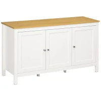 Credenza Mobile di Archiviazione con 3 Porte, 2 Ripiani Regolabili, Piano in Legno Chiaro, 120 x 40 x 70 cm, Bianco