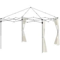 Set da 2 Pannelli Laterali per Gazebo con Porte e Finestre con Zip, per Gazebo Pop-up da 3x3m o 3x6m, Bianco