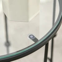 Set di 2 Tavolini da Caffè Impilabili in Metallo e Vetro Temperato Ø41x57cm e Ø36x51cm, Nero