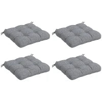 Set di 4 Cuscini per Sedie da Giardino, Cuscini per Esterno Trapuntati, 48L x 48P cm, Grigio
