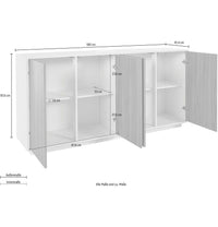 Credenza mobile soggiorno cucina 180cm design moderno bianco Ceila