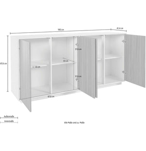 Credenza mobile soggiorno cucina 180cm design moderno bianco Ceila