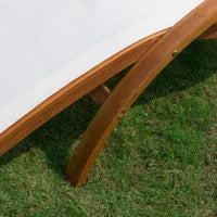 Sdraio da Giardino Ergonomica con Poggiatesta Imbottito Legno Tessuto 161 x 72 x 68 cm Crema