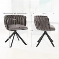 Set da 2 Sedie Girevoli a 180° con Supporto Lombare Ergonomico e Rivestimento Effetto Velluto, 56x50x70 cm, Grigio