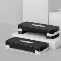 Stepper Fitness Casa, Step Fitness con Altezza Regolabile 10-15 cm, con Strato Antiscivolo, Pedana Step Fitness Casa per Allenamento a Palestra, 68x29cm, Nero e Grigio