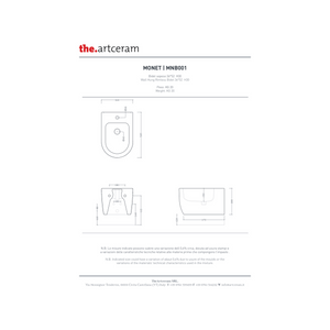 Coppia Di Sanitari Con Copriwater The ArtCeram Sospesi Senza Brida Bianco Lucido "Monet"