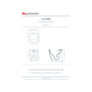 Coppia Di Sanitari Con Copriwater The ArtCeram Da Terra Filo Muro Senza Brida Bianco Lucido "A16"
