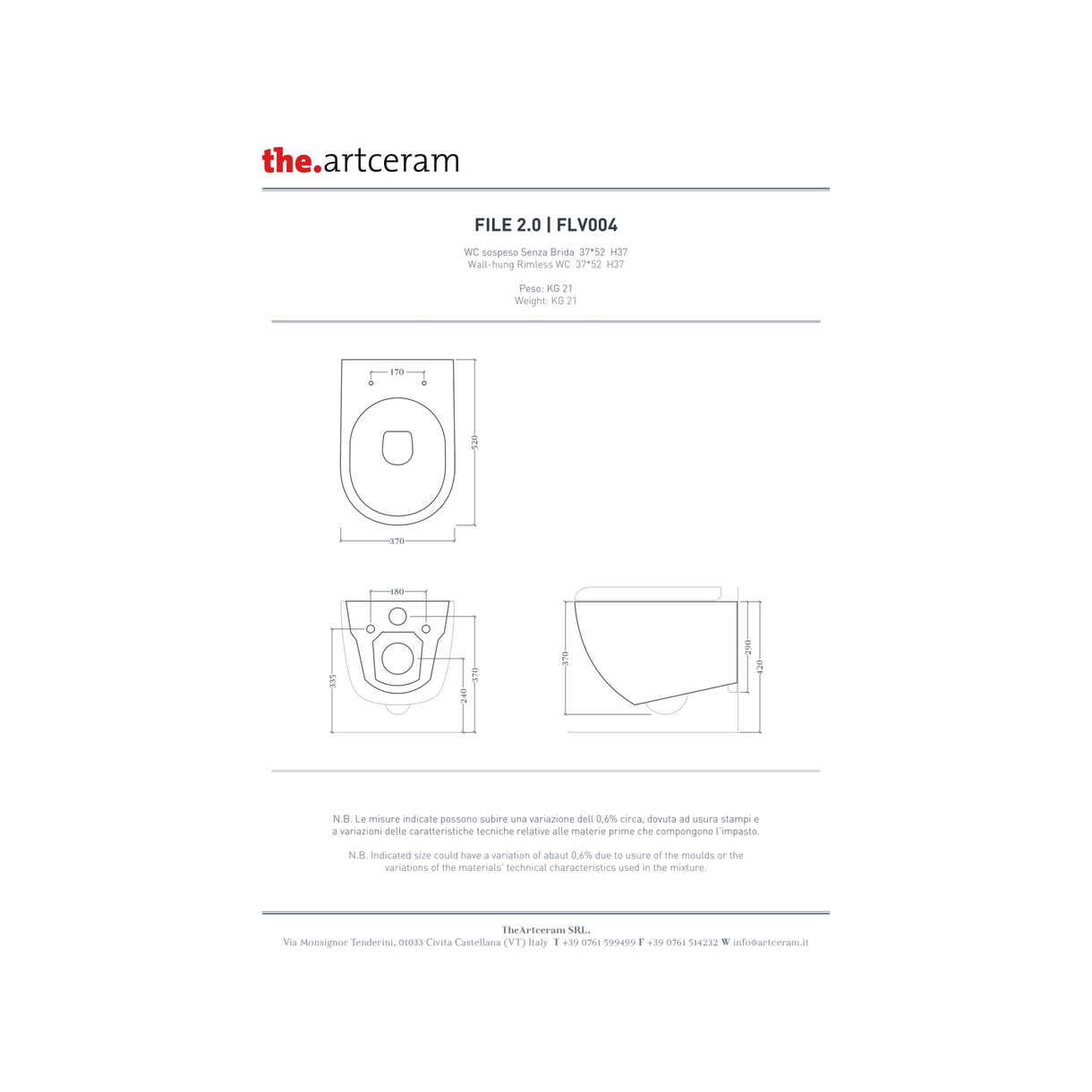 Coppia Di Sanitari The ArtCeram Sospesi Senza Brida Bianco Lucido "File 2.0"