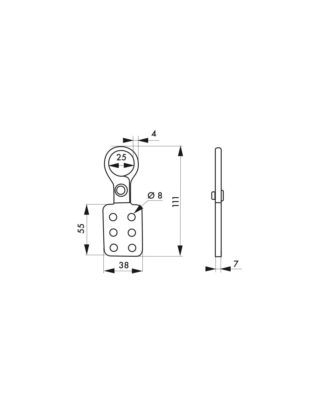 Ganascia in alluminio diametro 4mm isolata 6 fori - diametro interno 25mm, Lockout Tagout LOTO - THIRARD