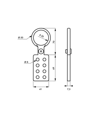 Ganascia isolata in alluminio Ø 39 mm per 8 lucchetti, Lockout Tagout LOTO - THIRARD