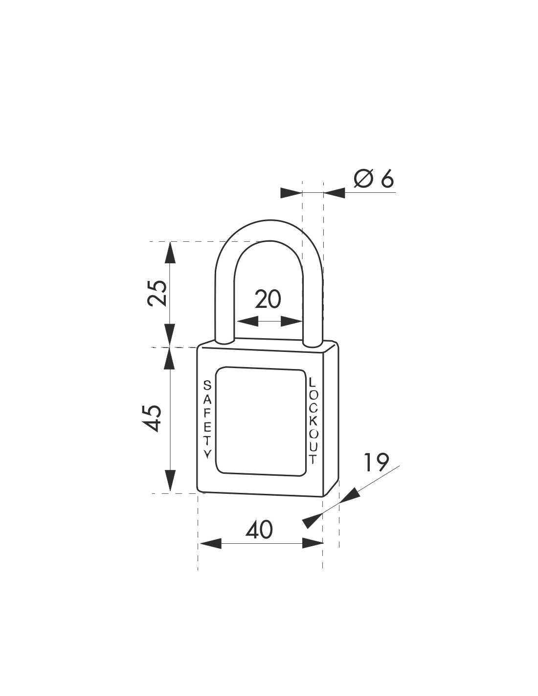 Lucchetto 40 mm con arco in acciaio  6 X 25 mm ROSSO, Lockout Tagout LOTO - THIRARD