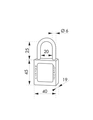Lucchetto 40 mm con arco in acciaio  6 X 25 mm ROSSO, Lockout Tagout LOTO - THIRARD