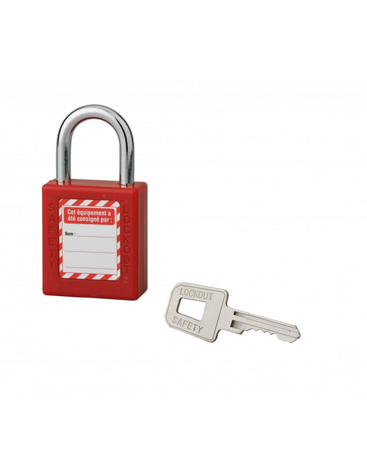 Lucchetto 40 mm con arco in acciaio  6 X 25 mm ROSSO, Lockout Tagout LOTO - THIRARD