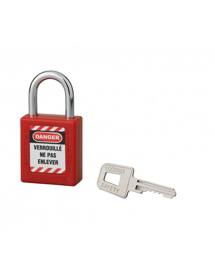 Lucchetto 40 mm con arco in acciaio  6 X 25 mm ROSSO, Lockout Tagout LOTO - THIRARD
