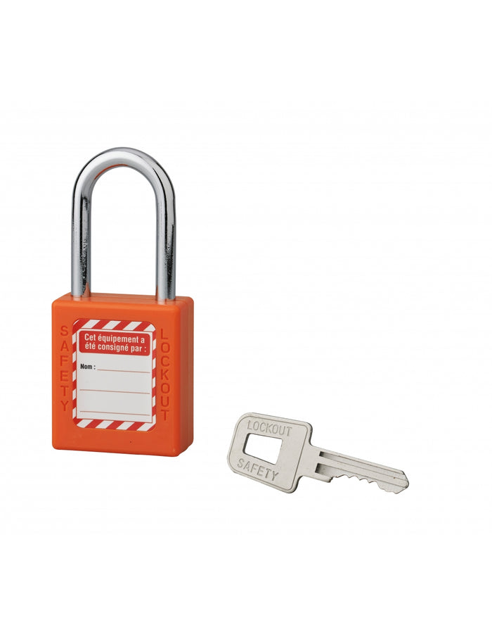 Lucchetto 40 mm con arco in acciaio  6 X 38 mm ARANCIONE, Lockout Tagout LOTO - THIRARD