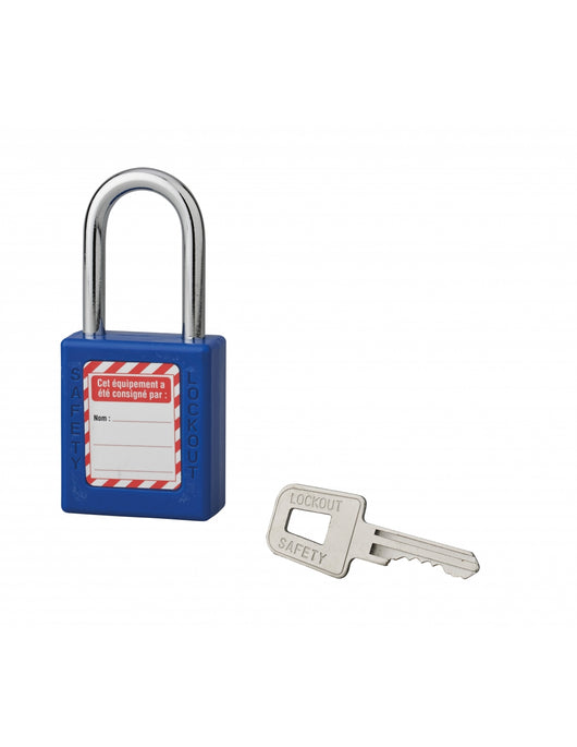 Lucchetto 40 mm con arco in acciaio  6 X 38 mm BLU, Lockout Tagout LOTO - THIRARD