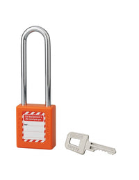 Lucchetto 40 mm con arco in acciaio  6 X 76 mm ARANCIONE, Lockout Tagout LOTO - THIRARD