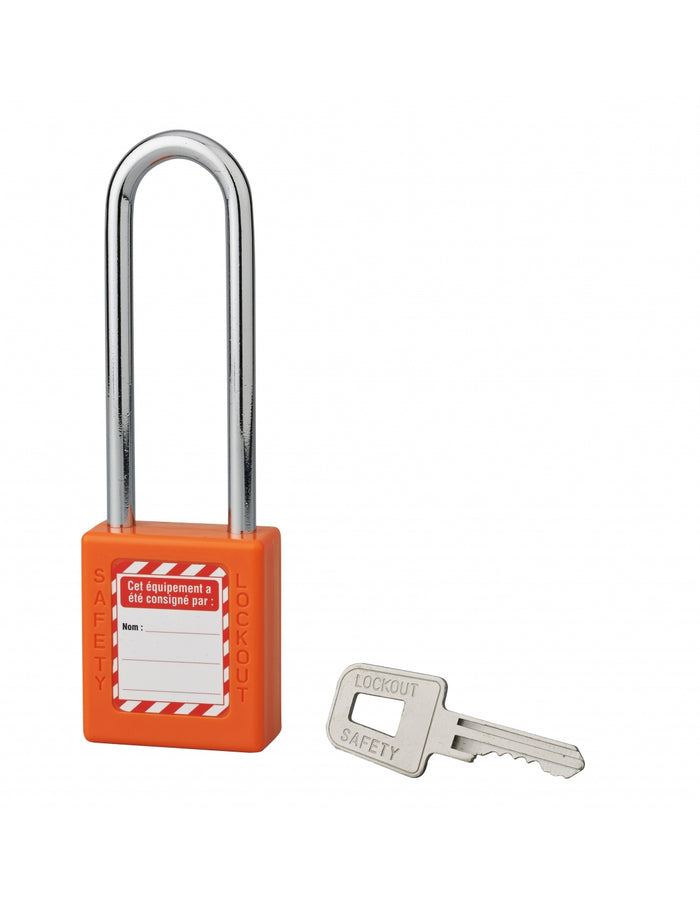 Lucchetto 40 mm con arco in acciaio  6 X 76 mm ARANCIONE, Lockout Tagout LOTO - THIRARD