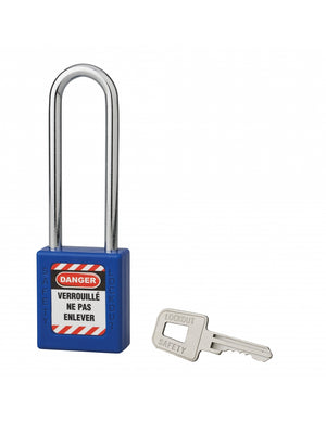 Lucchetto 40 mm con arco in acciaio  6 X 76 mm BLU, Lockout Tagout LOTO - THIRARD