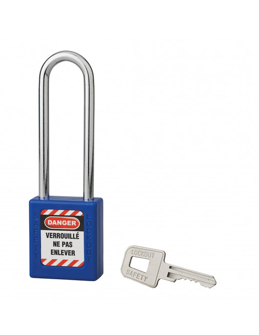 Lucchetto 40 mm con arco in acciaio  6 X 76 mm BLU, Lockout Tagout LOTO - THIRARD
