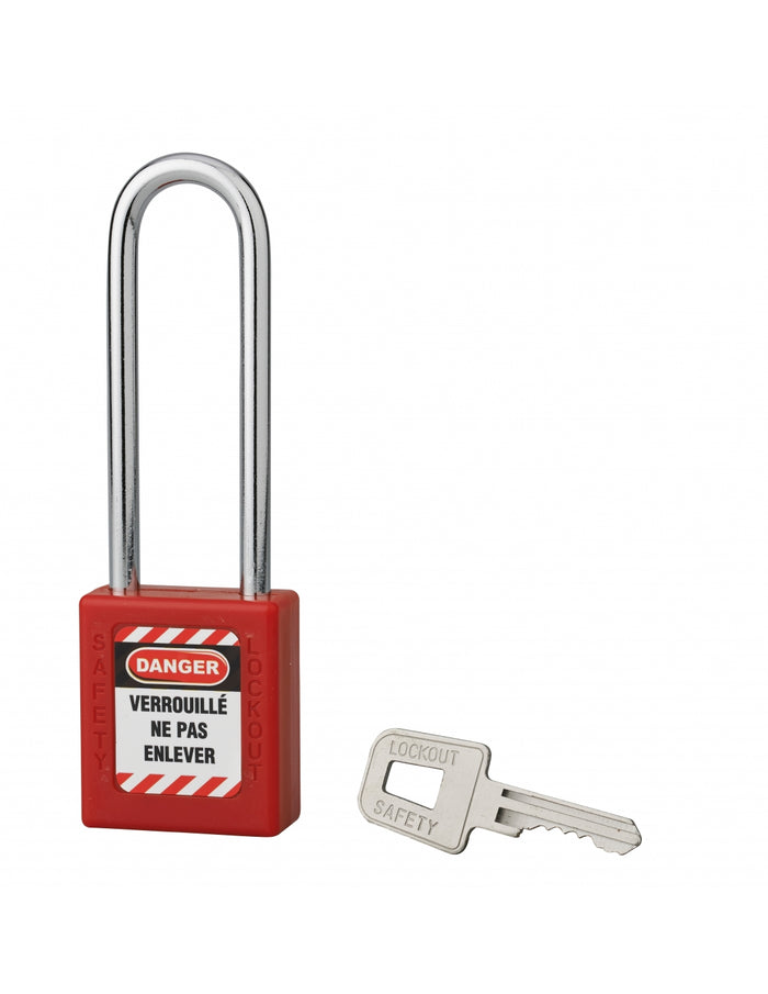 Lucchetto 40 mm con arco in acciaio  6 X 76 mm ROSSO, Lockout Tagout LOTO - THIRARD