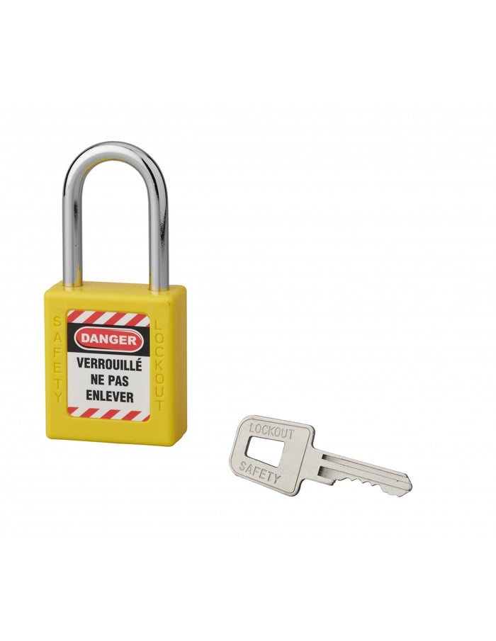Lucchetto 40 mm arco in acciaio  6 X 38 mm GIALLO, Lockout Tagout LOTO - THIRARD