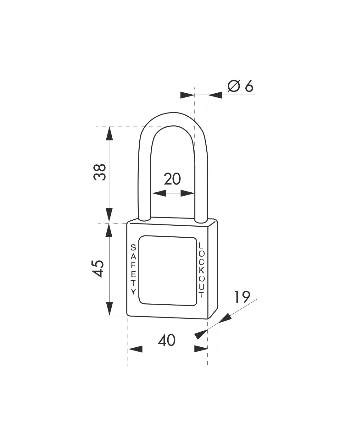 Lucchetto 40 mm arco in acciaio  6 X 38 mm ROSSO, Lockout Tagout LOTO - THIRARD