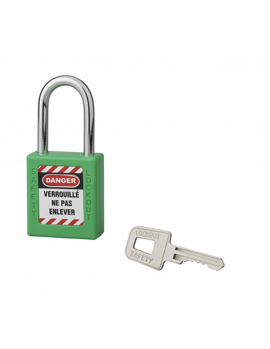 Lucchetto 40 mm in acciaio con arco  6 X 38 mm VERDE, Lockout Tagout LOTO - THIRARD