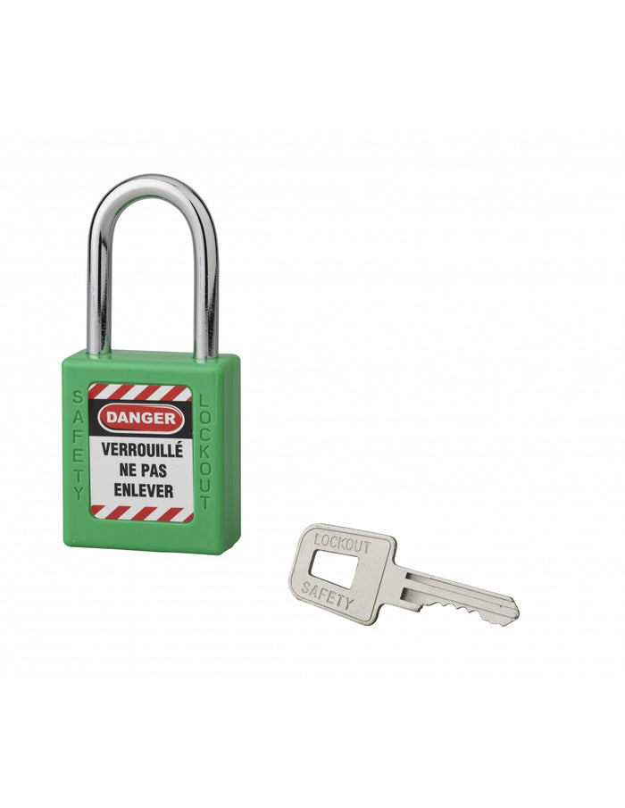 Lucchetto 40 mm in acciaio con arco  6 X 38 mm VERDE, Lockout Tagout LOTO - THIRARD