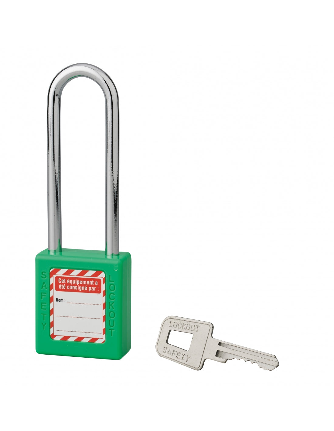 Lucchetto 40 mm in acciaio con arco  6 X 76 mm VERDE, Lockout Tagout LOTO - THIRARD