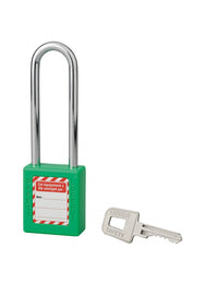 Lucchetto 40 mm in acciaio con arco  6 X 76 mm VERDE, Lockout Tagout LOTO - THIRARD