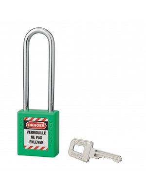 Lucchetto 40 mm in acciaio con arco  6 X 76 mm VERDE, Lockout Tagout LOTO - THIRARD