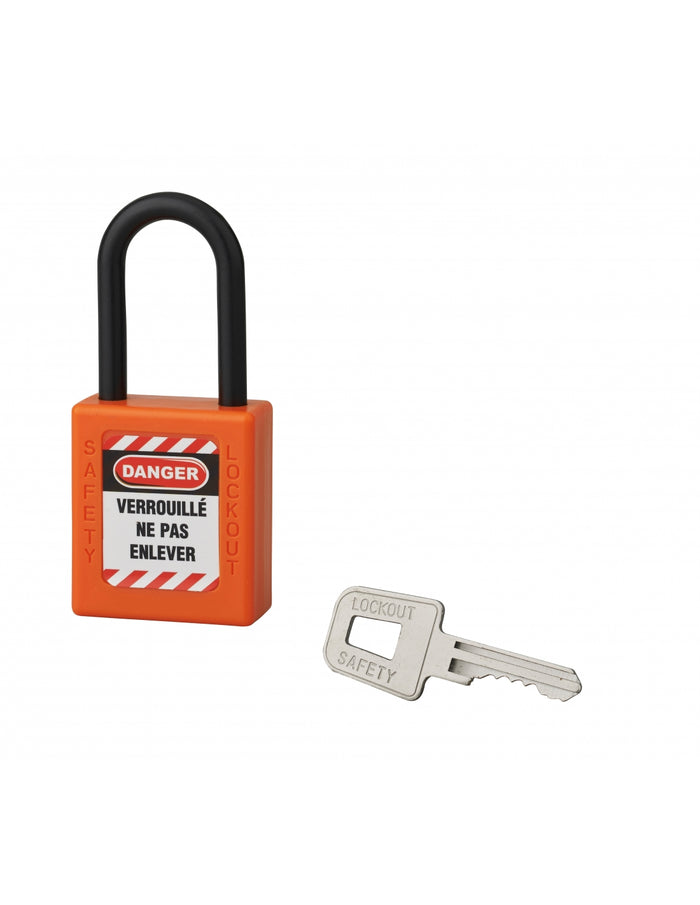 Lucchetto 40 mm in nylon con arco  6 X 38 mm ARANCIONE, Lockout Tagout LOTO - THIRARD