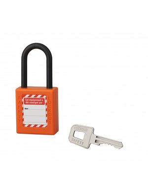 Lucchetto 40 mm in nylon con arco  6 X 38 mm ARANCIONE, Lockout Tagout LOTO - THIRARD