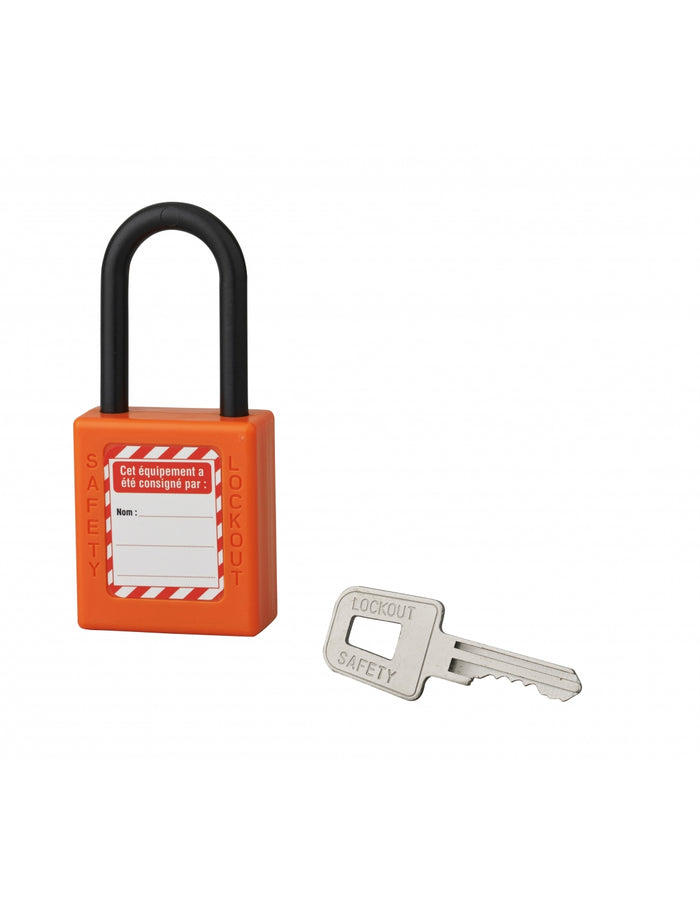 Lucchetto 40 mm in nylon con arco  6 X 38 mm ARANCIONE, Lockout Tagout LOTO - THIRARD