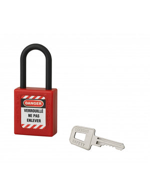 Lucchetto 40 mm in nylon con arco  6 X 38 mm ROSSO, Lockout Tagout LOTO - THIRARD