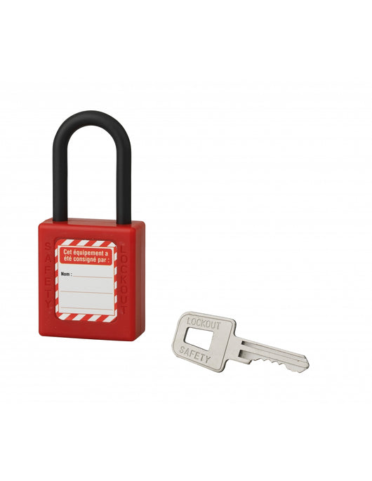 Lucchetto 40 mm in nylon con arco  6 X 38 mm ROSSO, Lockout Tagout LOTO - THIRARD