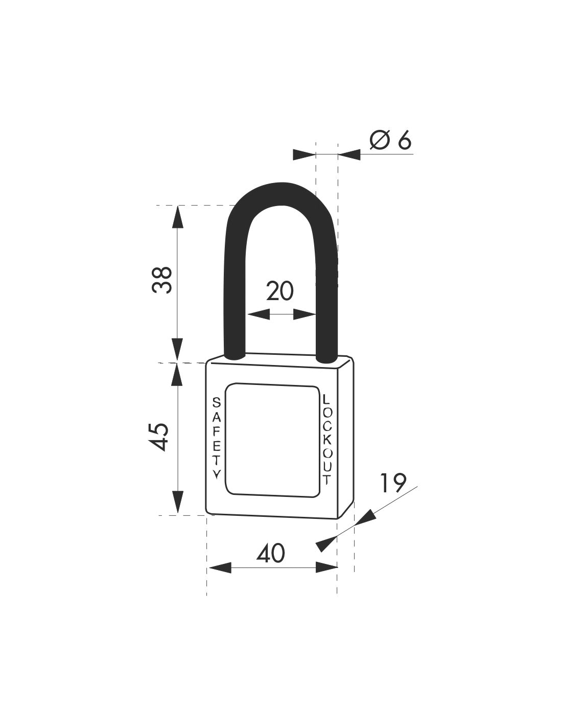 Lucchetto 40 mm in nylon con arco  6 X 38 mm ROSSO, Lockout Tagout LOTO - THIRARD