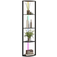 Lampada da Terra a Colonna con 5 Ripiani e Illuminazione a LED, 42x29,5x163 cm, Nero